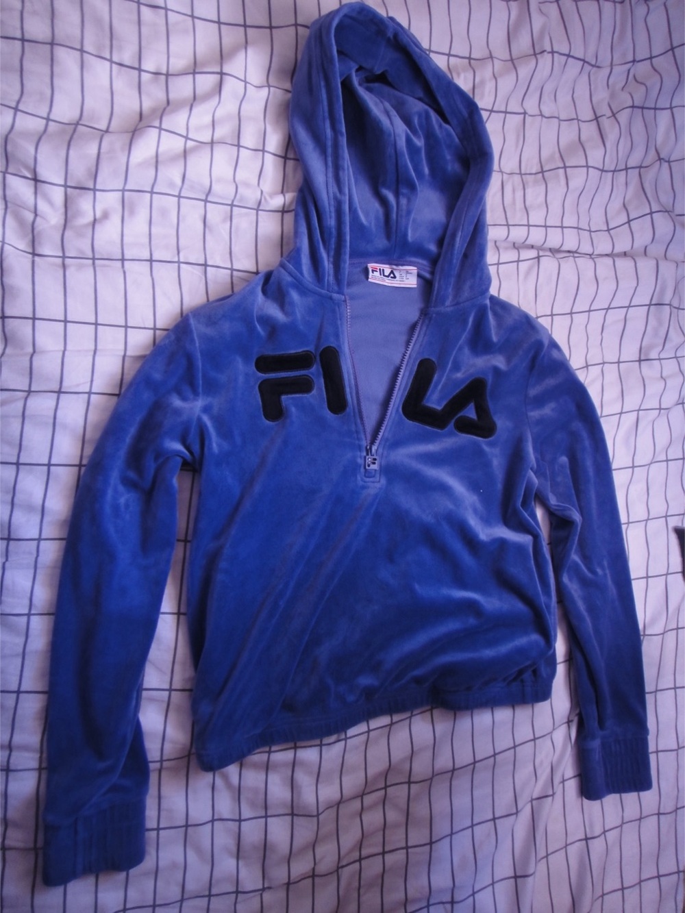 FILA Blue Velour Zip Hoodie